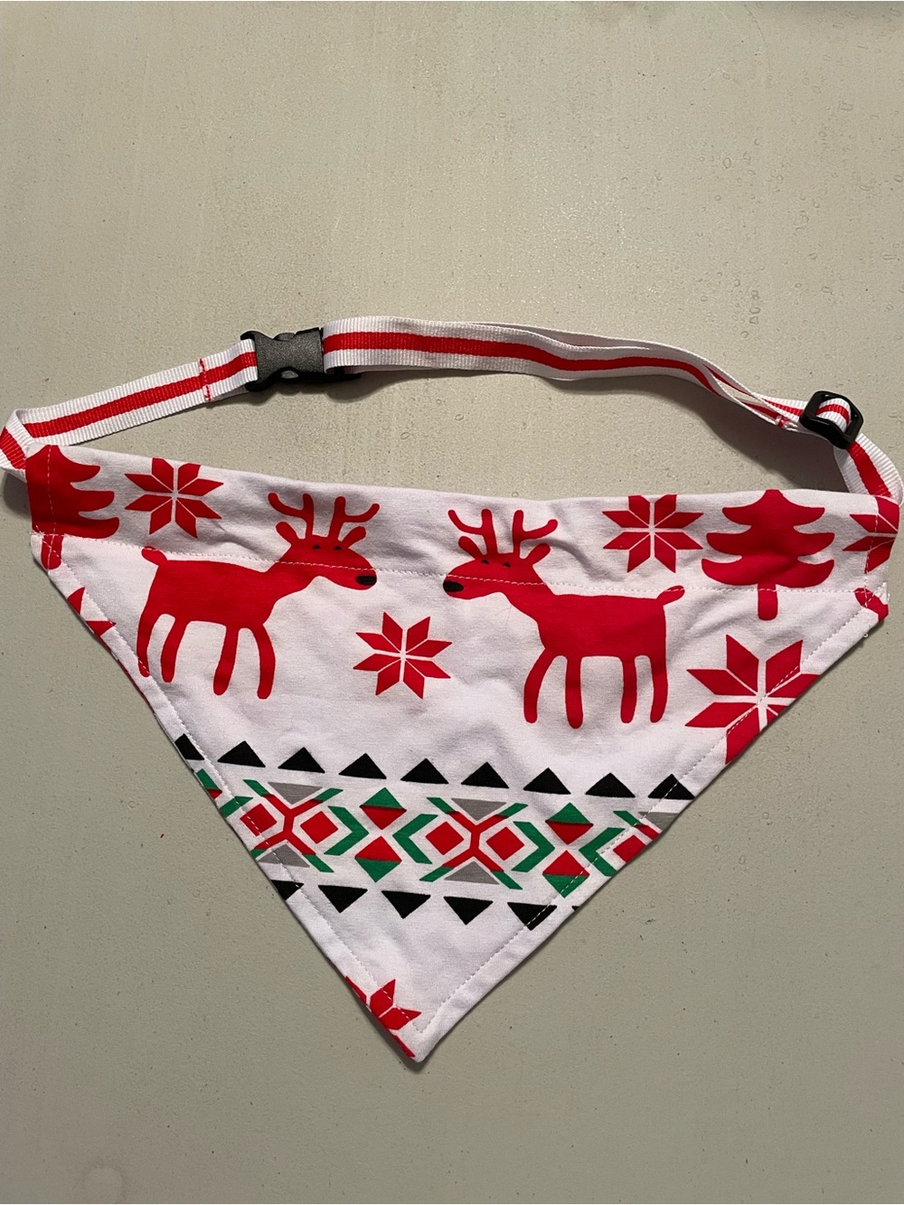 Holiday Reindeer Adjustable Dog Bandana - Red & White New